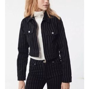 Urban Outfitters Cropped Velvet Pinstripe Jacket